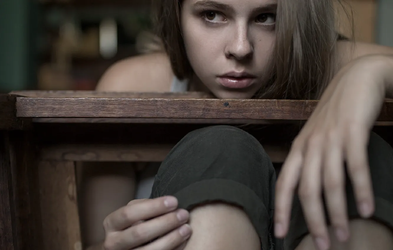 Photo wallpaper girl, portrait, jeans, Vyacheslav Shcherbakov