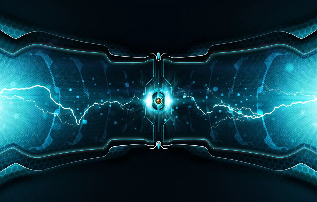 Photo wallpaper wave, energy, line, abstraction, the dark background, lightning, graphics, cell