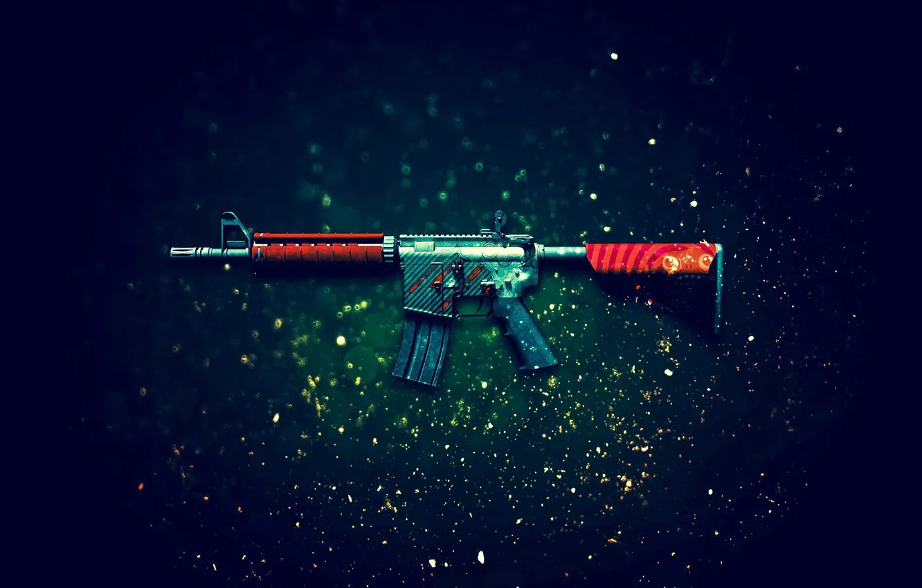 Photo wallpaper Counter-Strike: Global Offensive, CS:GO, Bullet Rain, the rain of bullets, M4A4