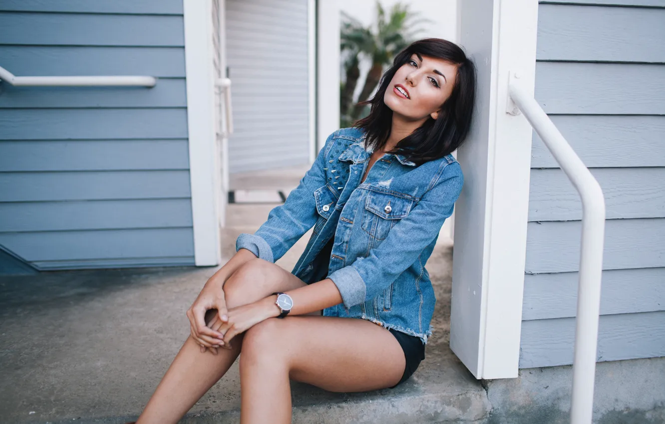 Photo wallpaper girl, pose, sitting