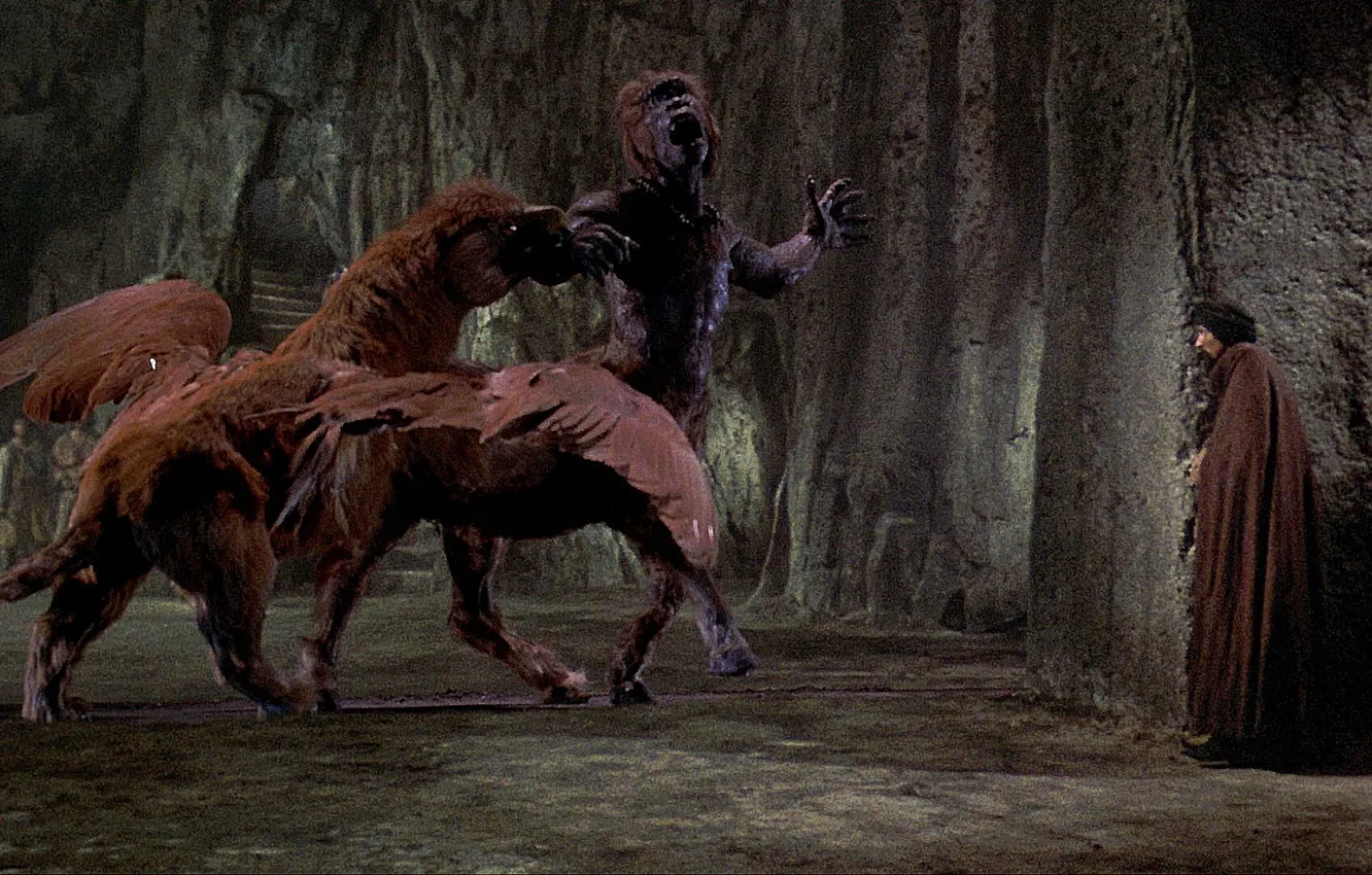 Photo wallpaper Wings, Battle, 1973, Columbia Pictures, Centaur, Griffin, Tom Baker, The Golden Voyage of Sinbad