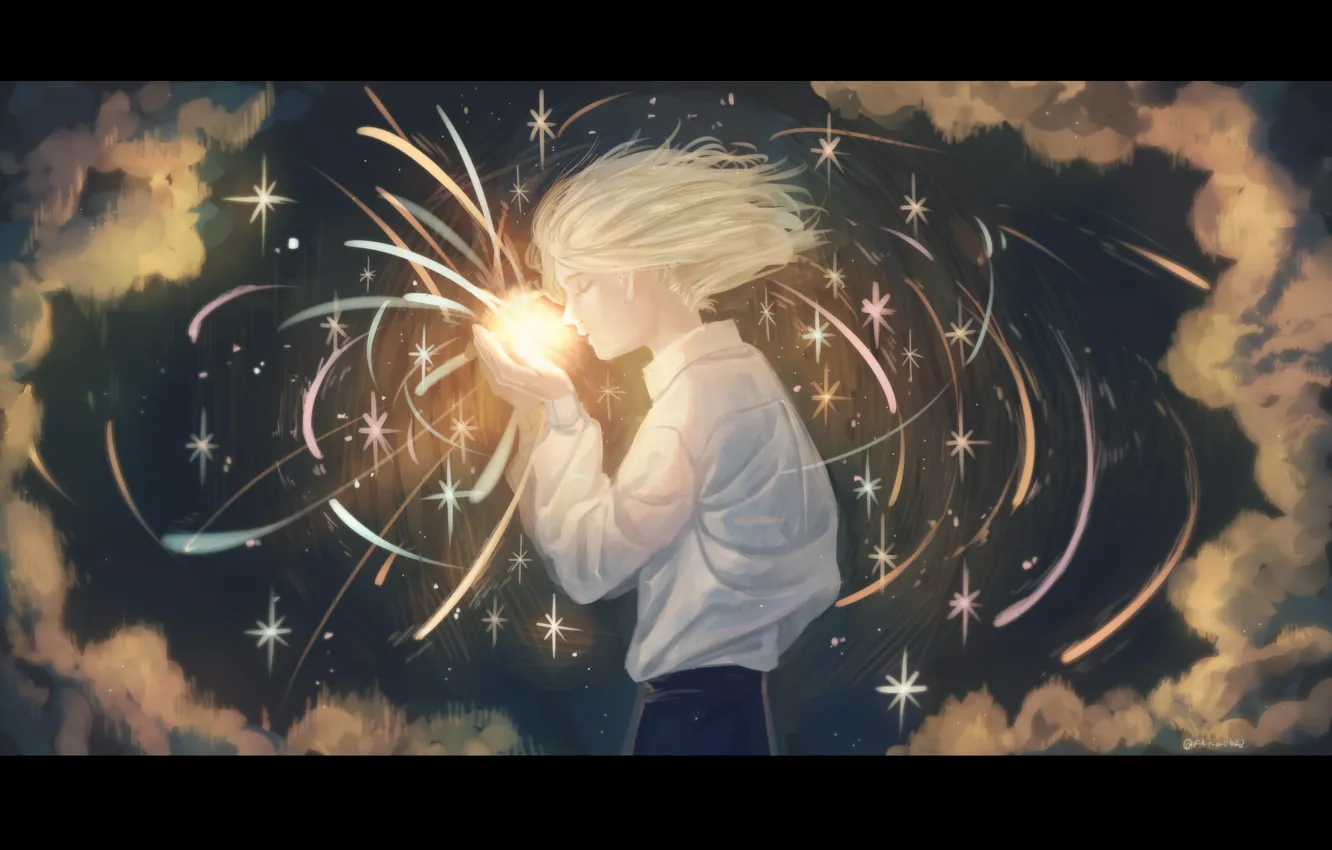 Photo wallpaper the sky, stars, night, guy