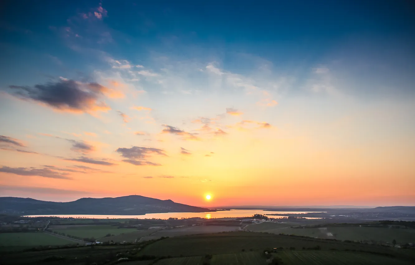 Photo wallpaper the sky, clouds, landscape, nature, horizon