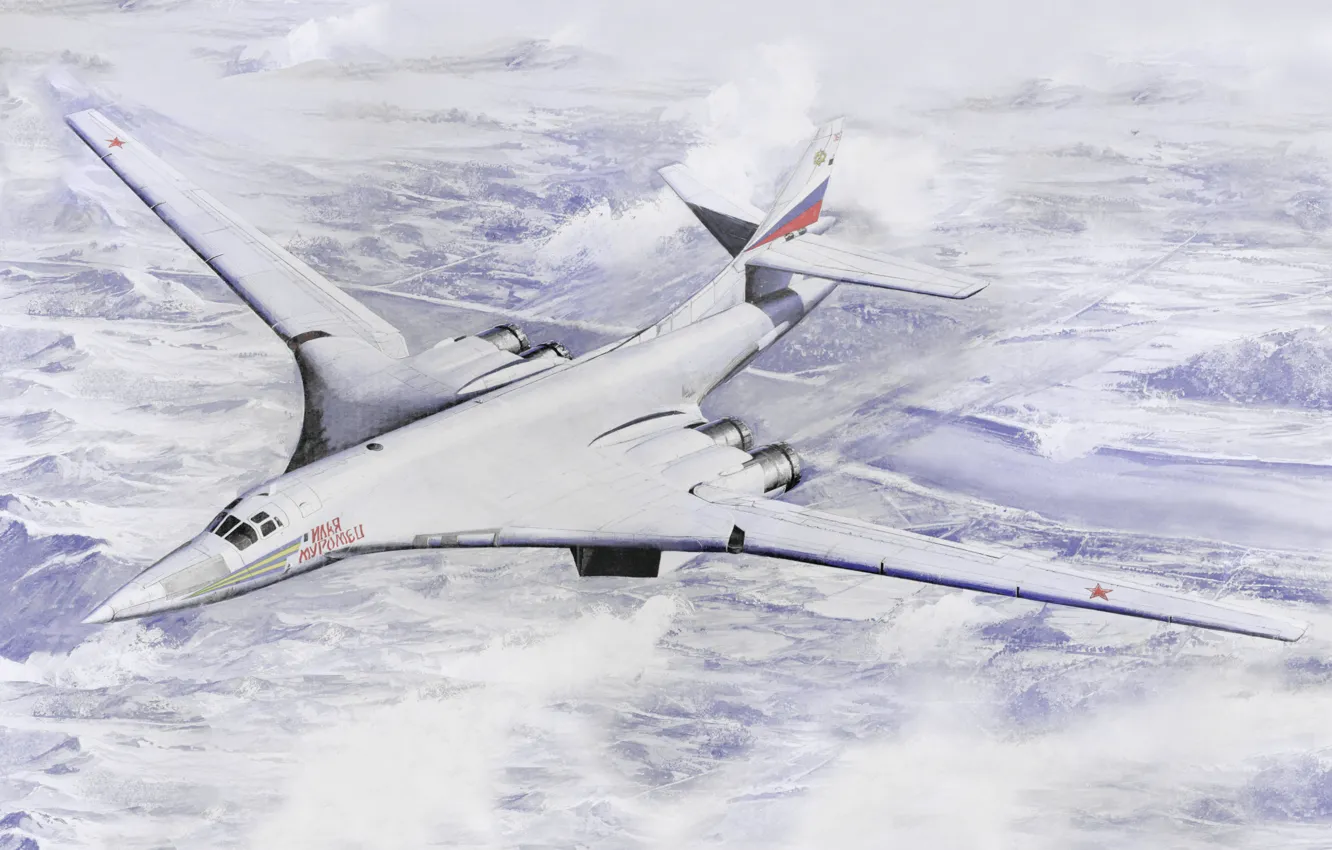 Photo wallpaper USSR, Art, BBC, Russia, Supersonic, Strategic, Bomber bomber, The Tu-160