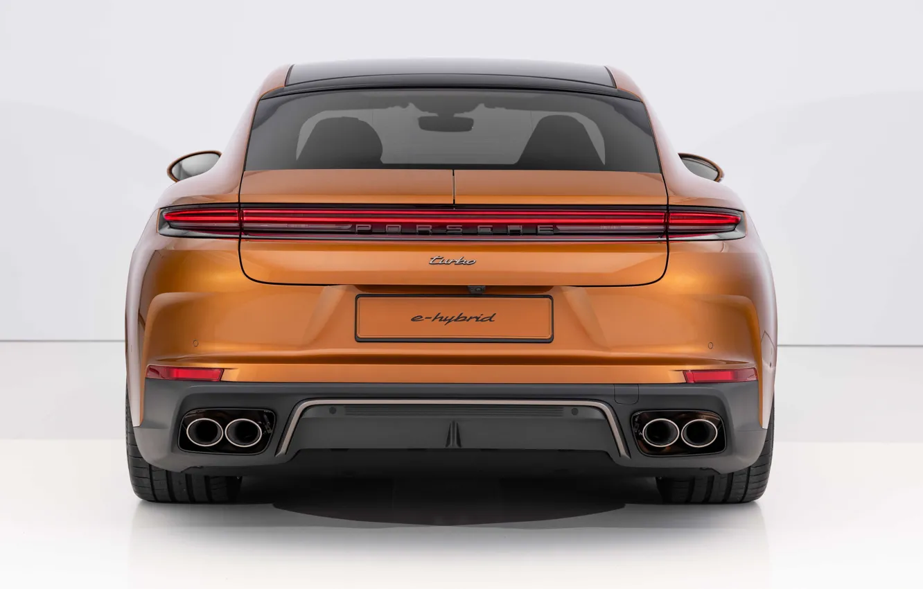 Photo wallpaper Porsche, rear view, E-Hybrid, Panamera Turbo, 2024, Porsche Panamera Turbo E-Hybrid