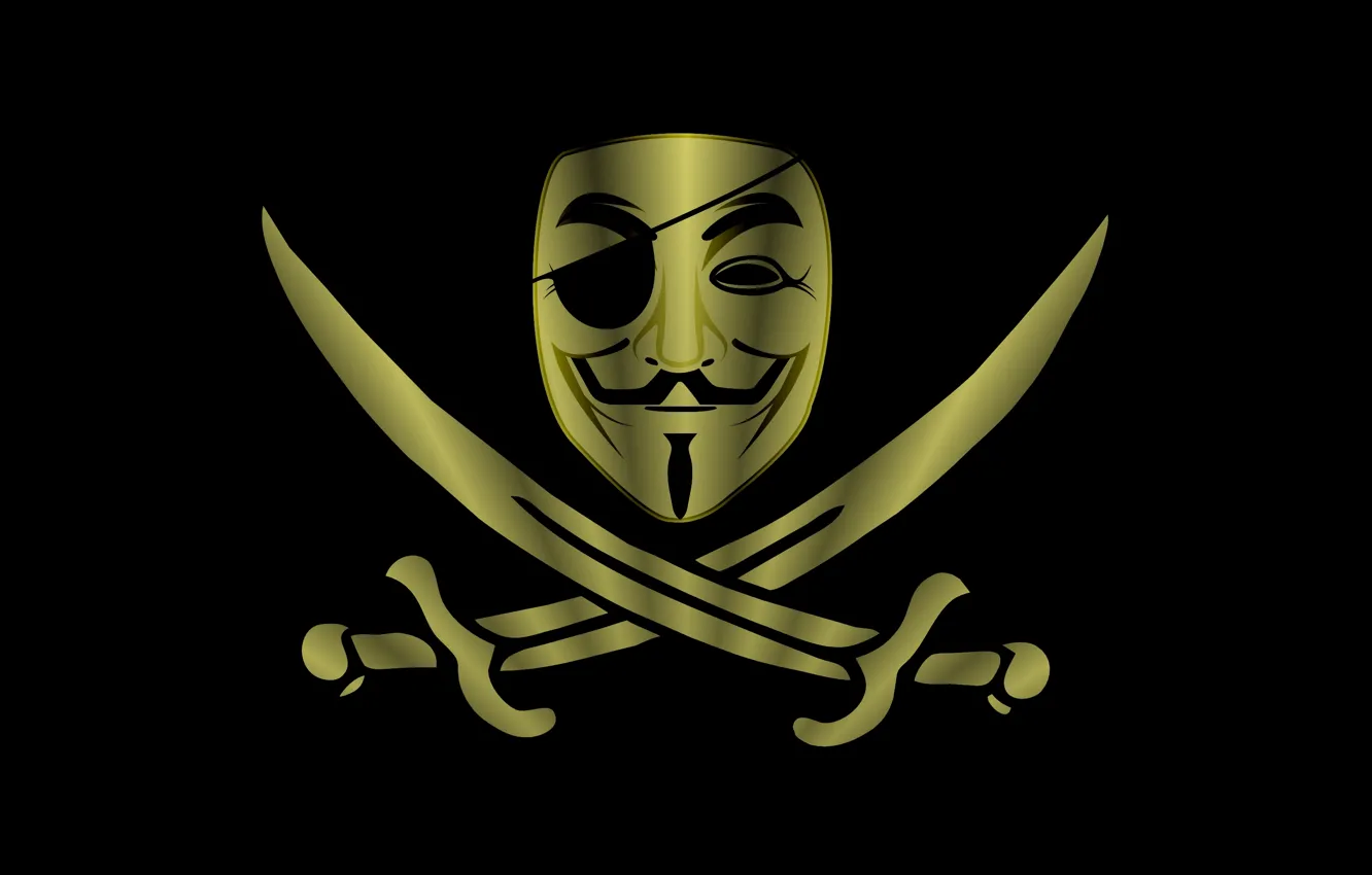 Photo wallpaper Minimalism, Background, Mask, Pirate, Anonymous, Anonymous, Swords