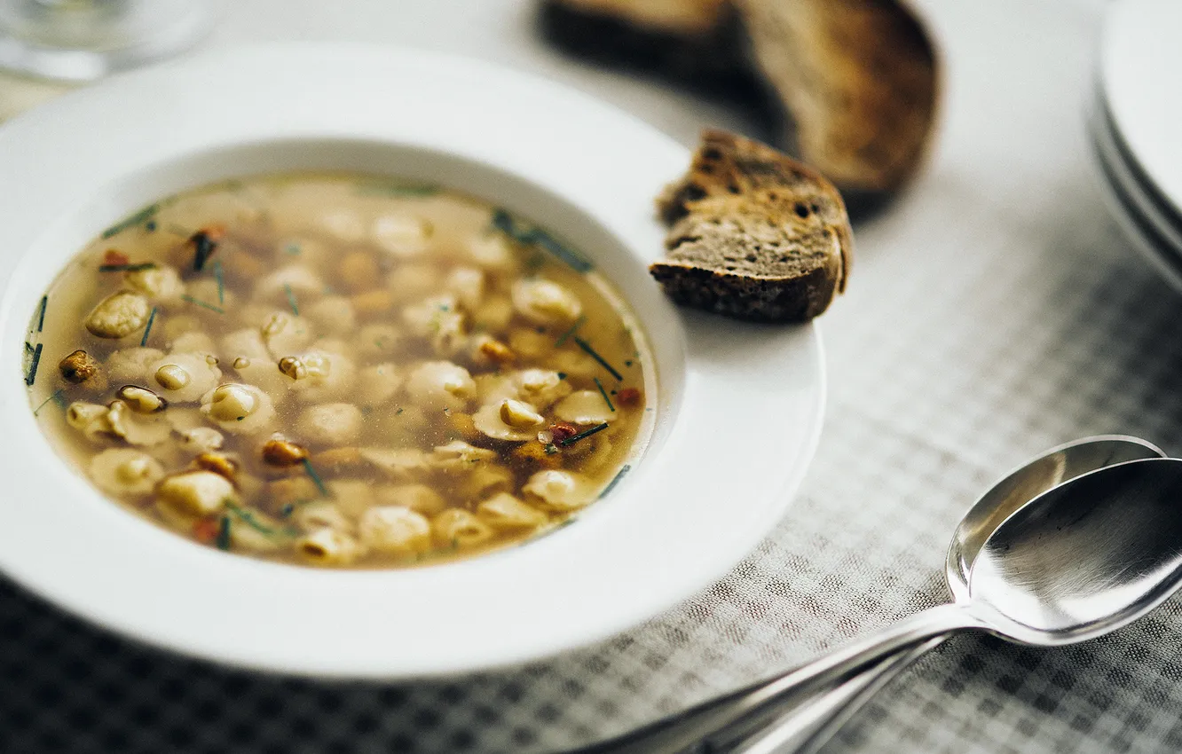 Photo wallpaper macro, bread, photographer, spoon, soup, photography, photographer, macro