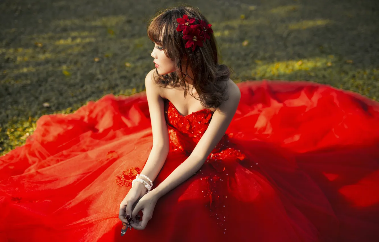 Photo wallpaper girl, pose, Asian