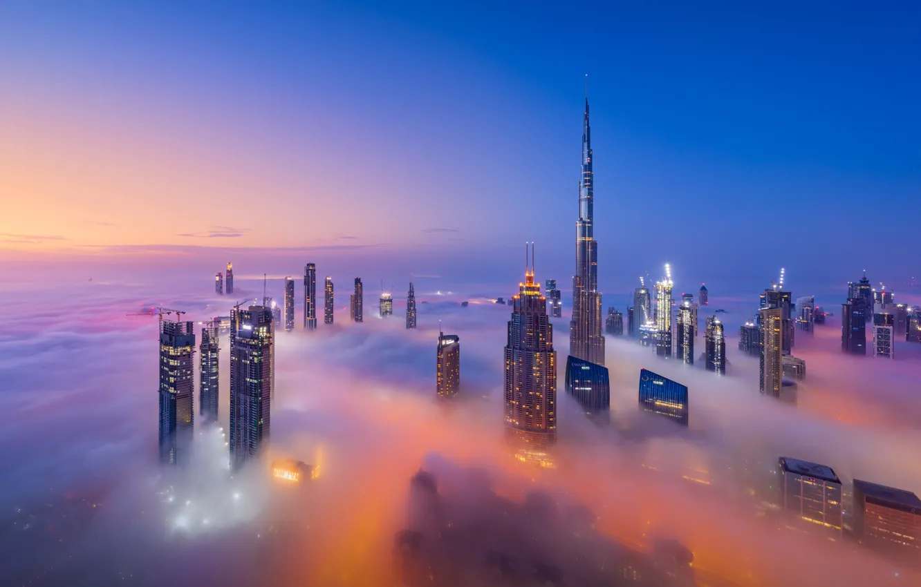 Photo wallpaper clouds, building, home, skyscrapers, Dubai, Dubai, UAE, UAE