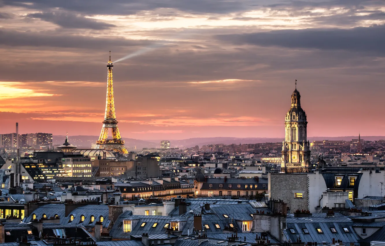 Photo wallpaper the city, France, Paris, tower, home, Eiffel, Cathedral
