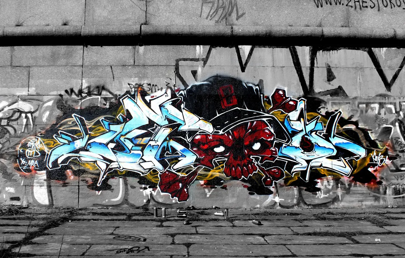 Photo wallpaper wall, graffiti, skull, sake, graffiti, wild style, OTD crew