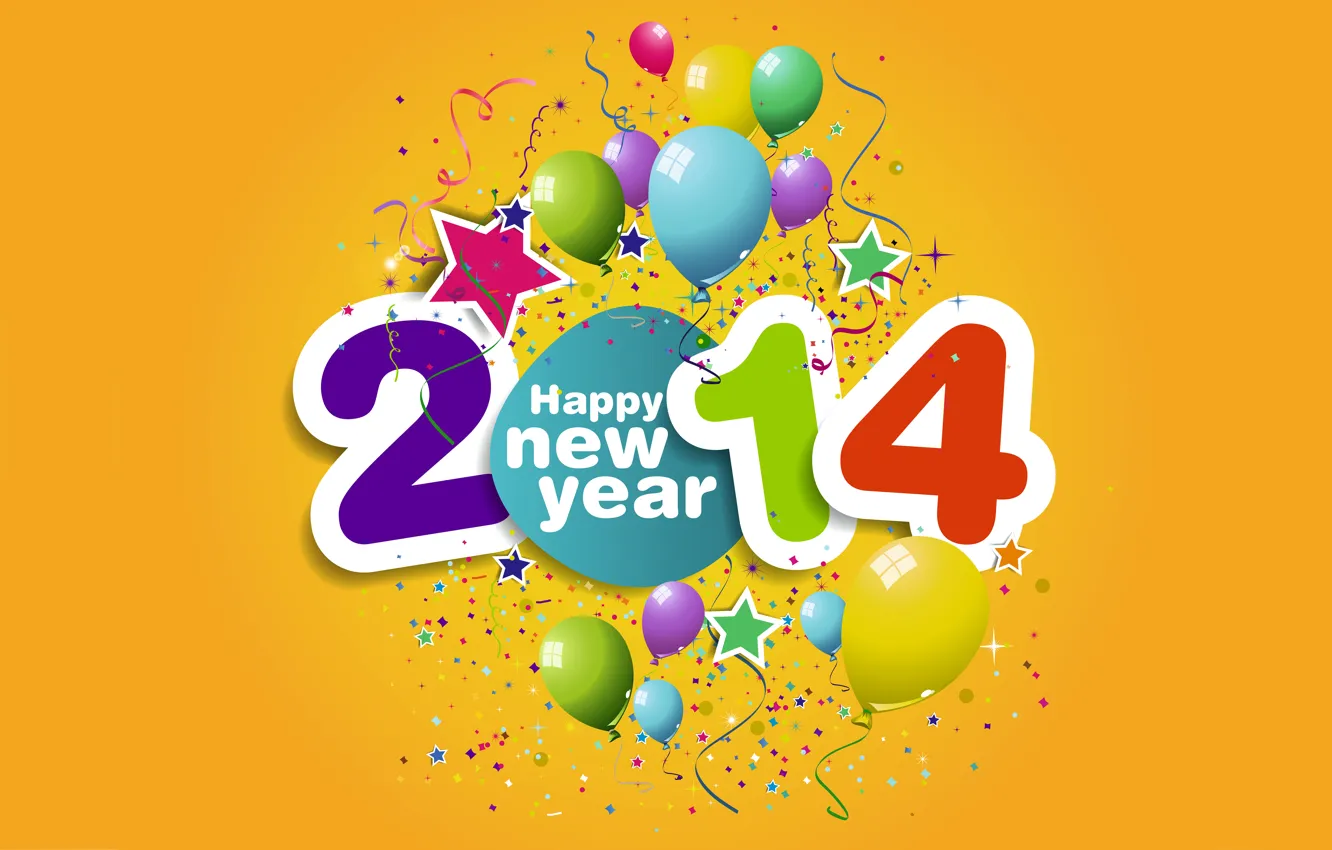Photo wallpaper stars, happy new year, stars, Happy New year, 2014, ballons, cylinders