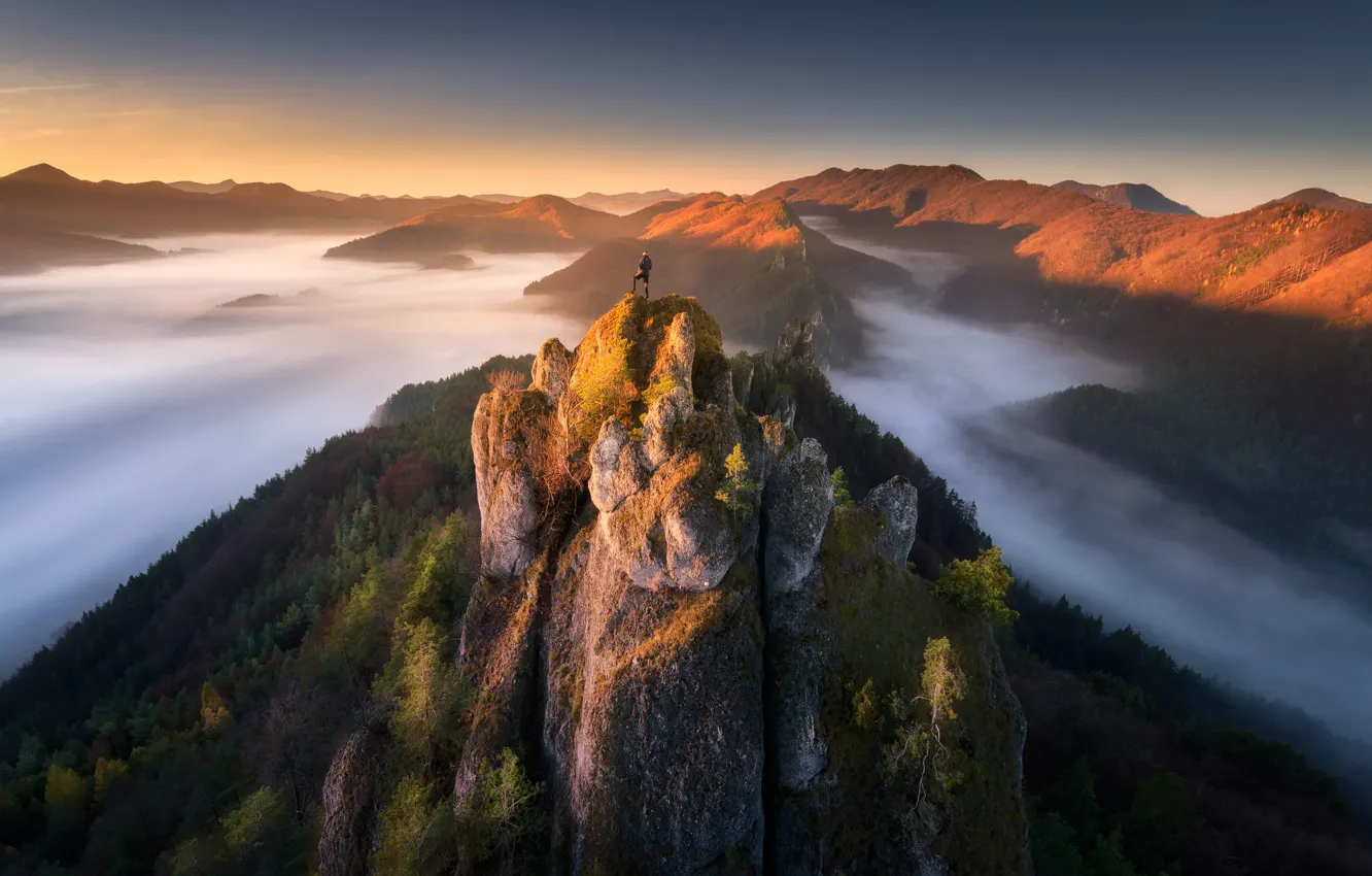 Photo wallpaper clouds, landscape, sunset, mountains, nature, rocks, tourist, Slovakia