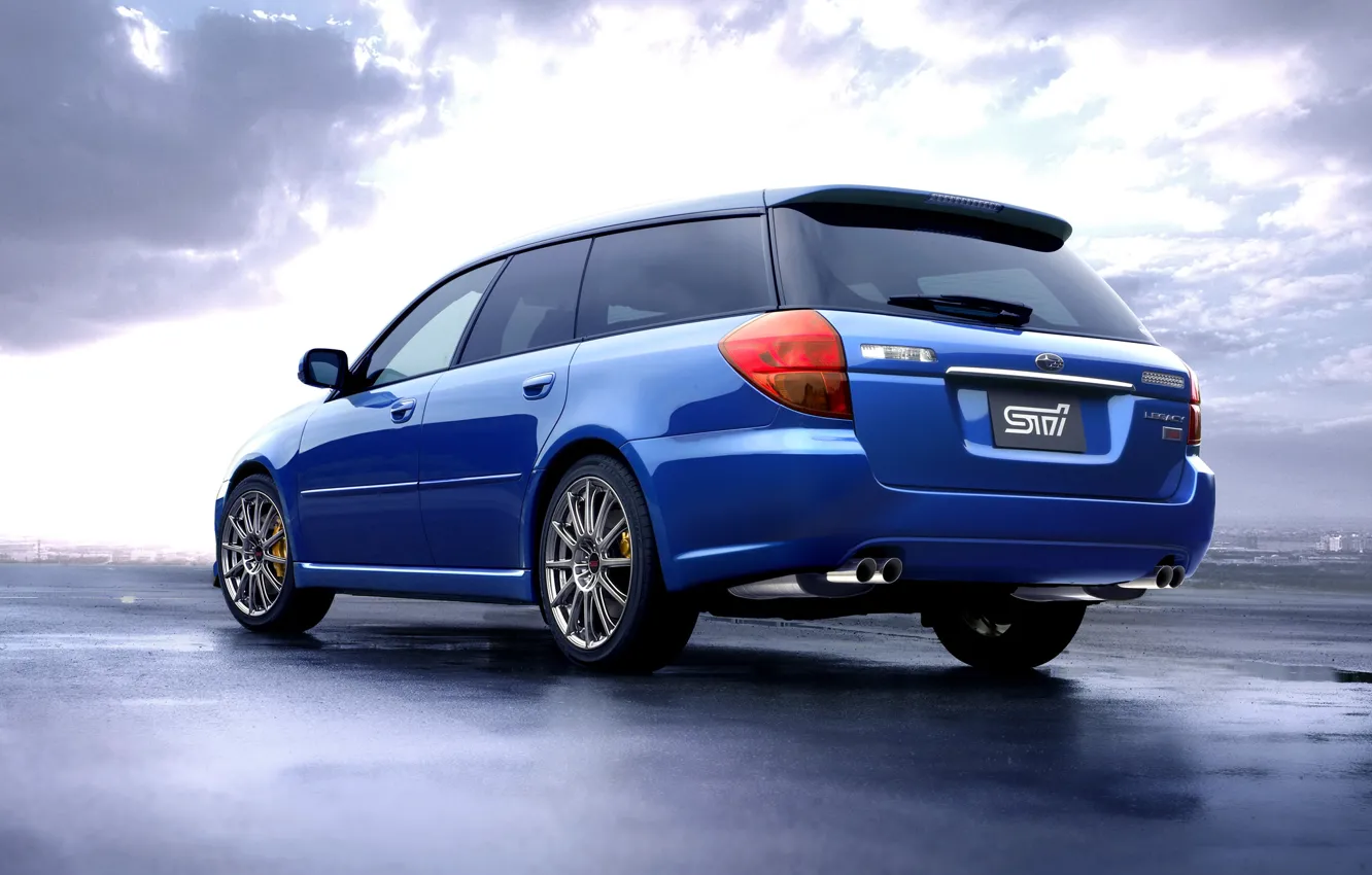 Photo wallpaper sport, subaru, blue, sti, wagon, tuned