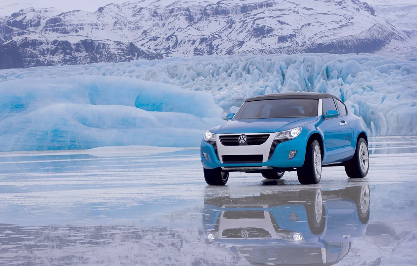Photo wallpaper ice, mountains, reflection, Volkswagen, Concept A