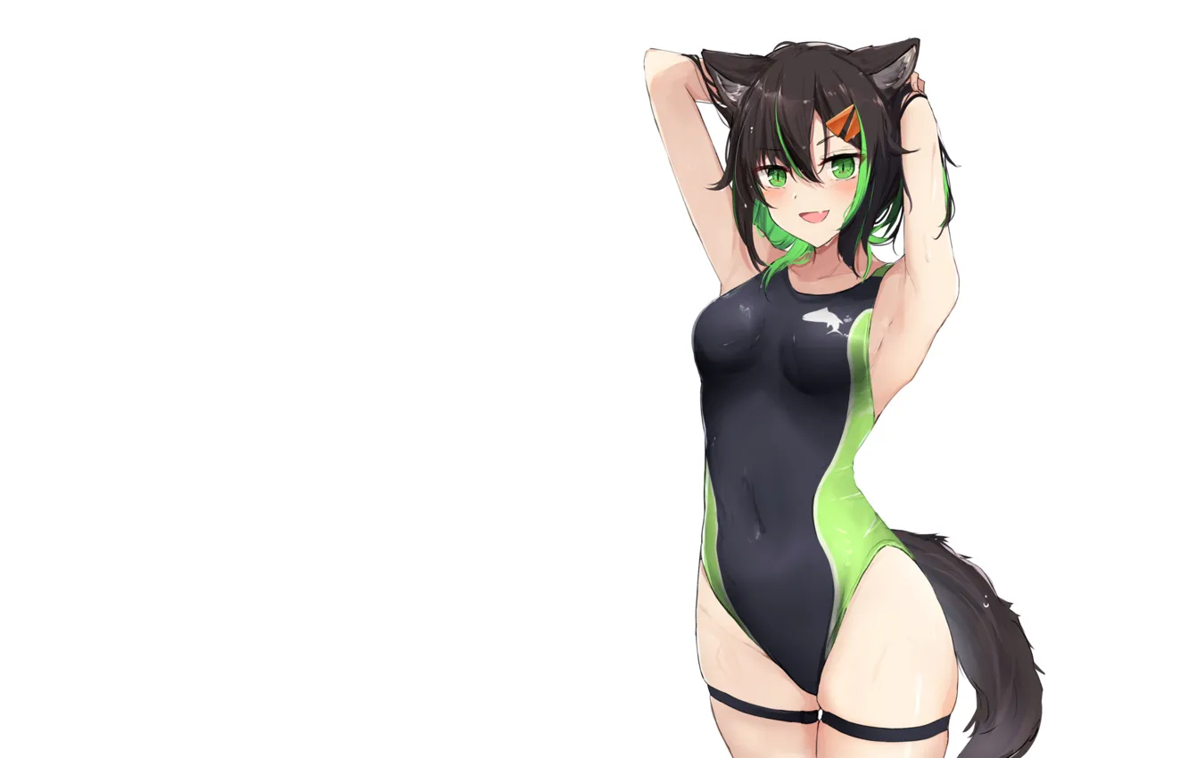 Photo wallpaper girl, hot, sexy, nothing, anime, cat, pretty, kitty