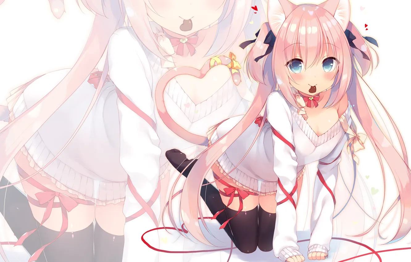 Photo wallpaper anime, girl, kitty