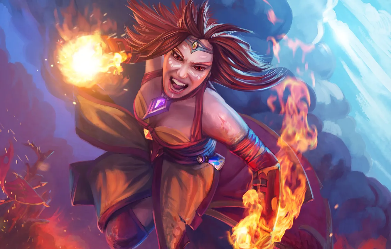 Photo wallpaper lights, rage, slayer, dota 2, Lina