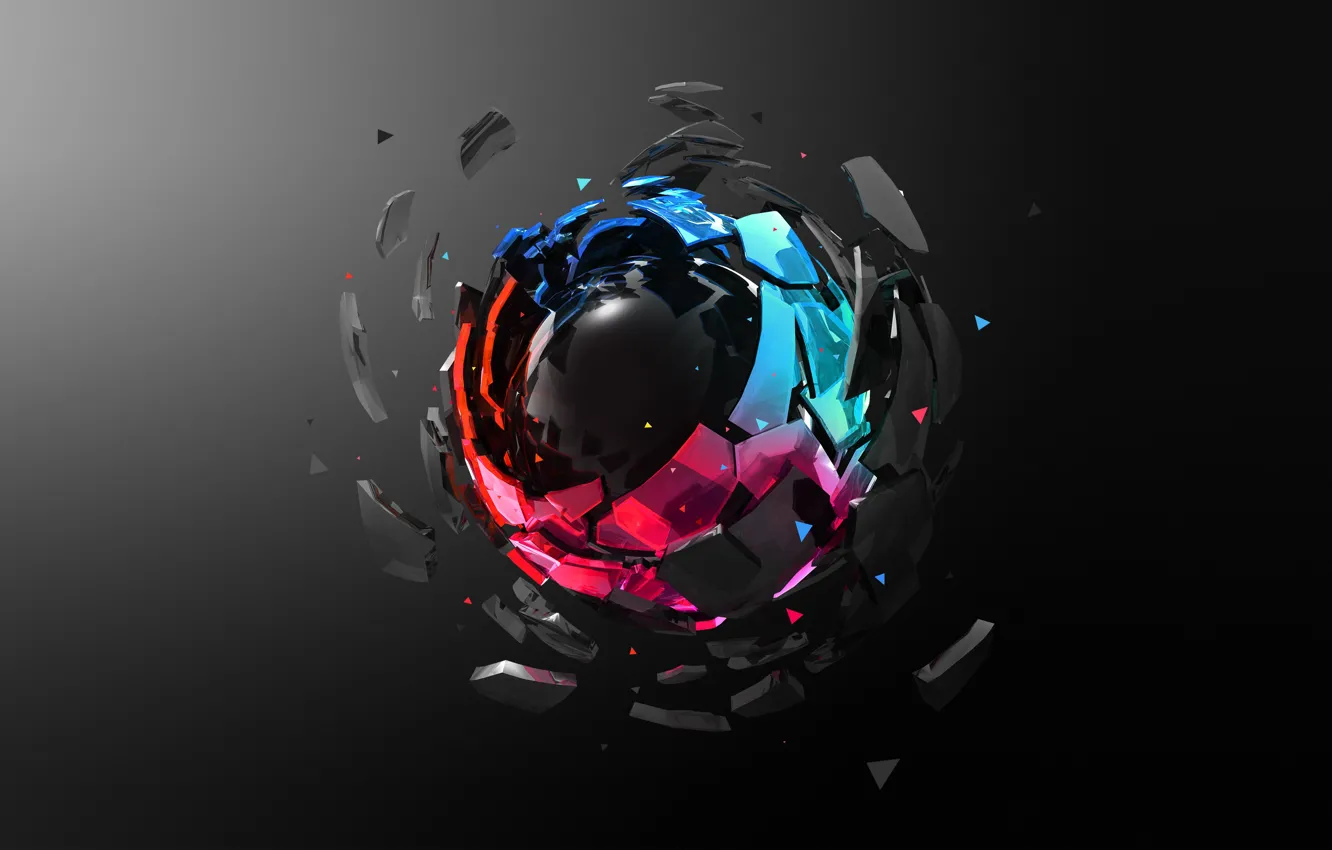 Photo wallpaper the explosion, fragments, abstraction, ball, explosion, beginning, abstraction, ball