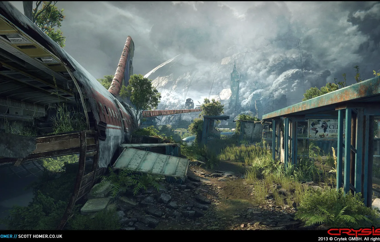 Photo wallpaper smoke, frame, Crysis 3, Airport Map