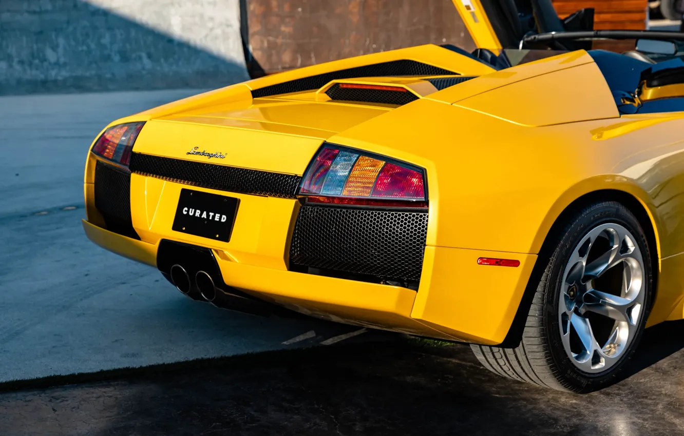 Photo wallpaper yellow, Lamborghini, Murcielago, back, Lamborghini, Lamborghini Murcielago Roadster