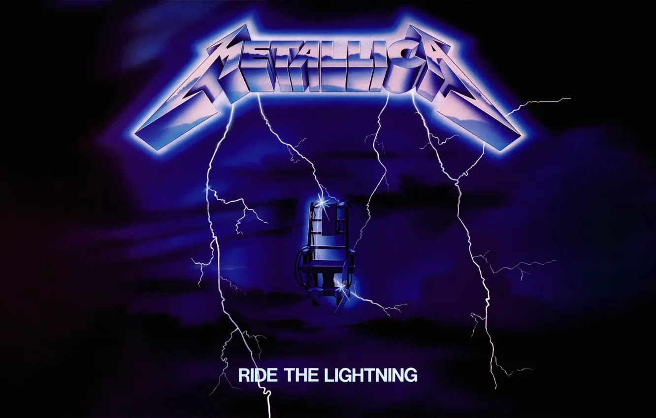 Photo wallpaper lightning, album, metallica, thrash metal, album cover, 1985, metal band, ride the lightning