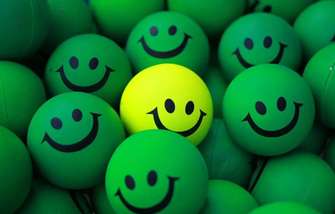 Photo wallpaper balls, yellow, green, smile, a lot