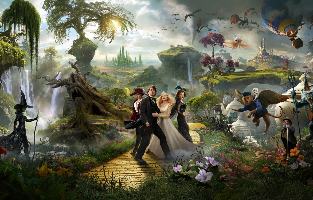 Photo wallpaper Action, fantasy, Rachel Weisz, monkey, nature, monkeys, Mila Kunis, James Franco