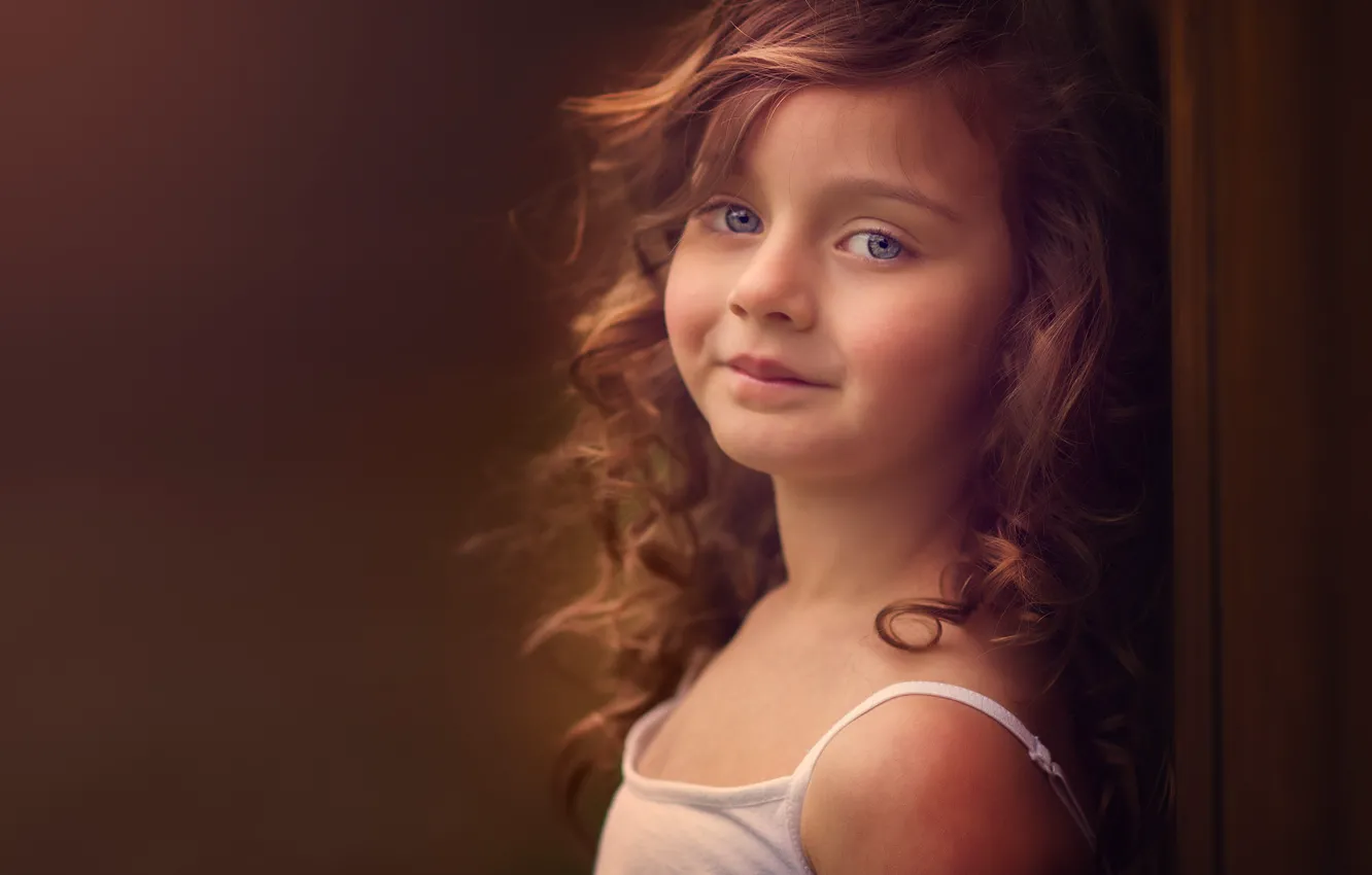 Photo wallpaper look, smile, girl, red, curls, redhead