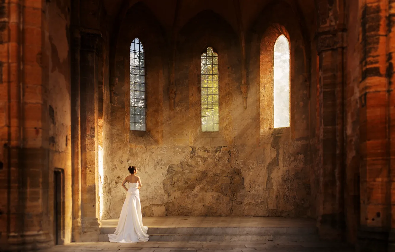 Photo wallpaper rays, Church, the bride, solar