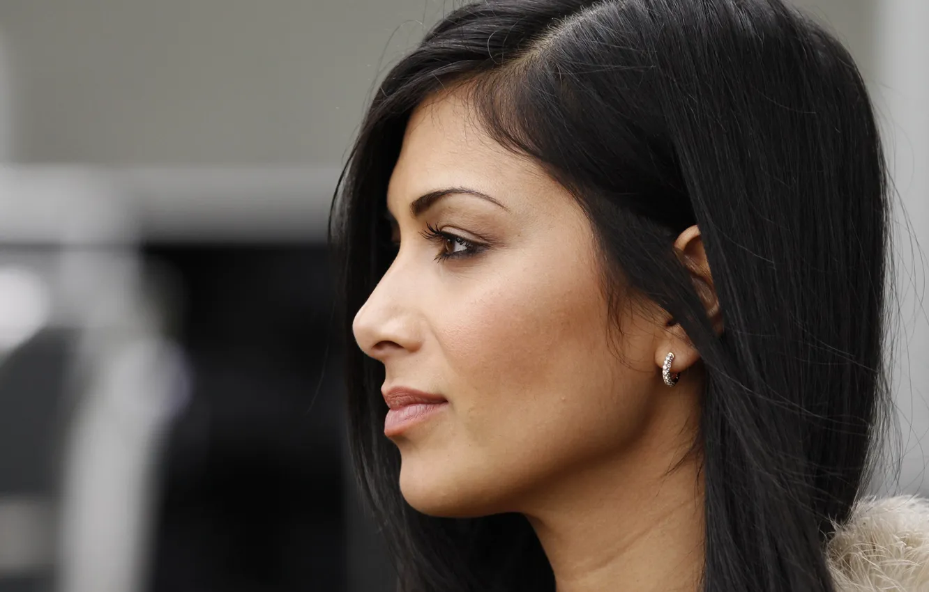 Photo wallpaper eyes, girl, eyelashes, nose, brunette, lips, Nicole Scherzinger, profile