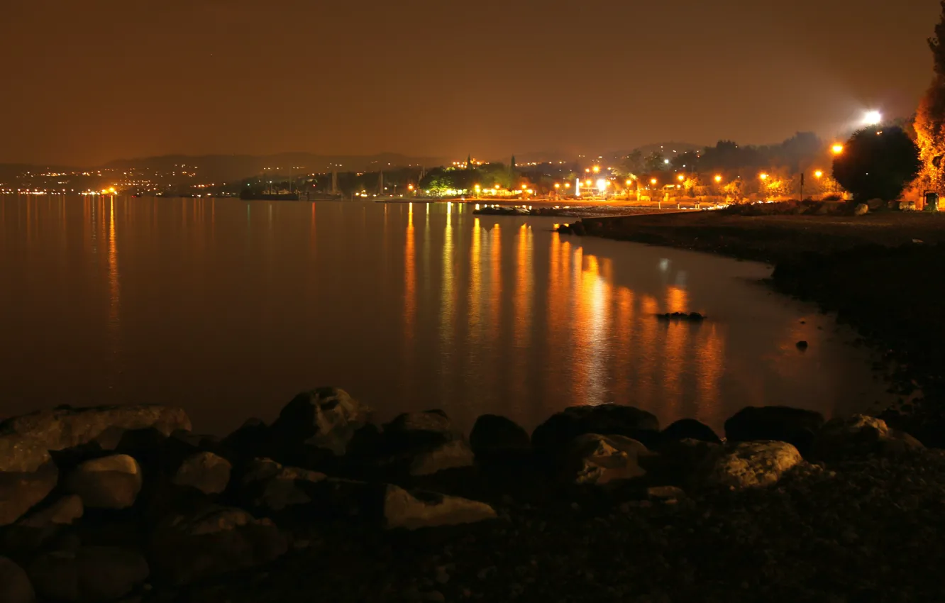 Photo wallpaper night, coast, Italy, Italy, night, Italia, Lombardia, Lombardy