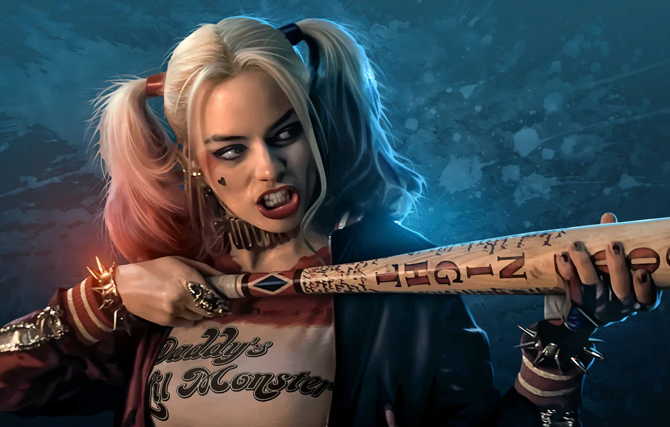Photo wallpaper girl, Harley Quinn, bit, Suicide squad