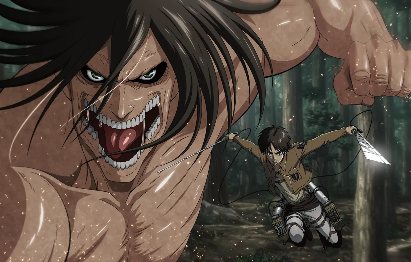 Photo wallpaper sword, game, forest, soldier, big, anime, power, katana