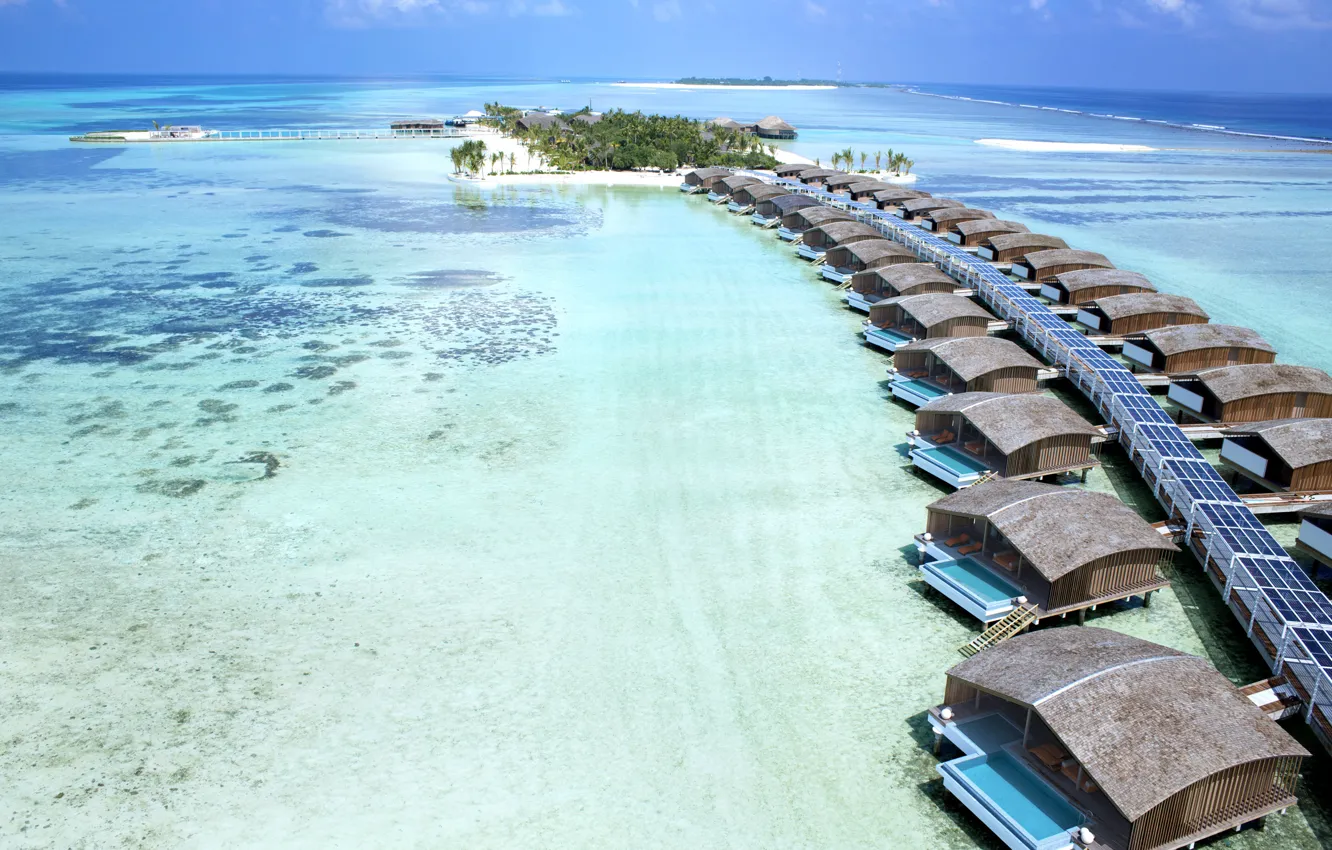 Photo wallpaper the ocean, island, The Maldives, resort, Maldives, villas, Club Med Finolhu, The Glamorous Life