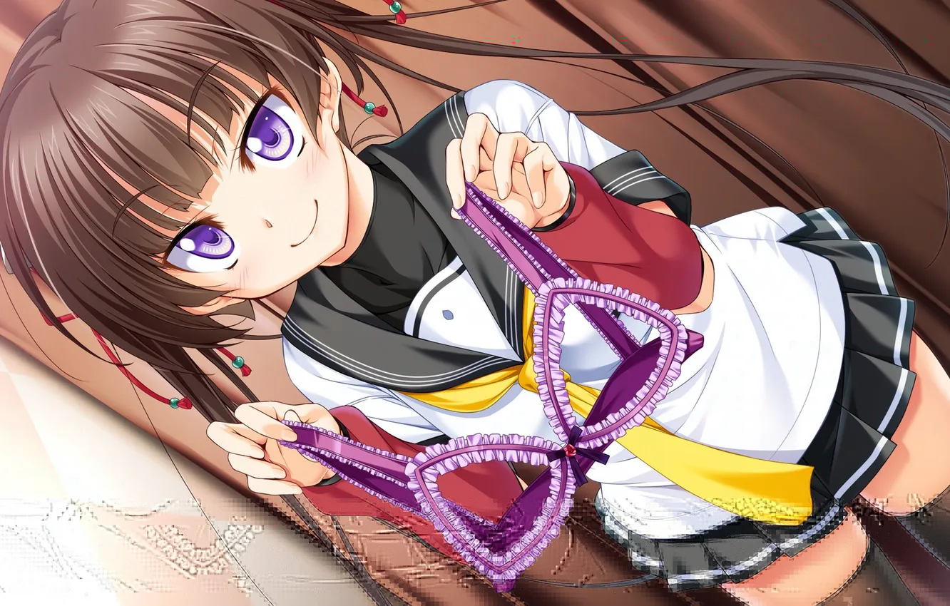 Photo wallpaper look, girl, smile, bra, art, fitting, takeya masami, himegoto union