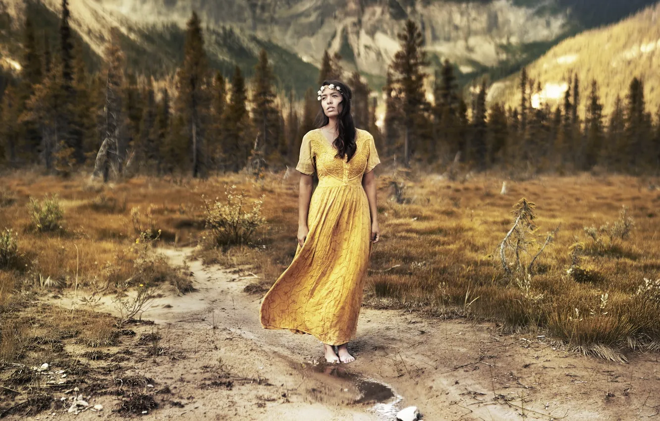 Photo wallpaper girl, nature, background