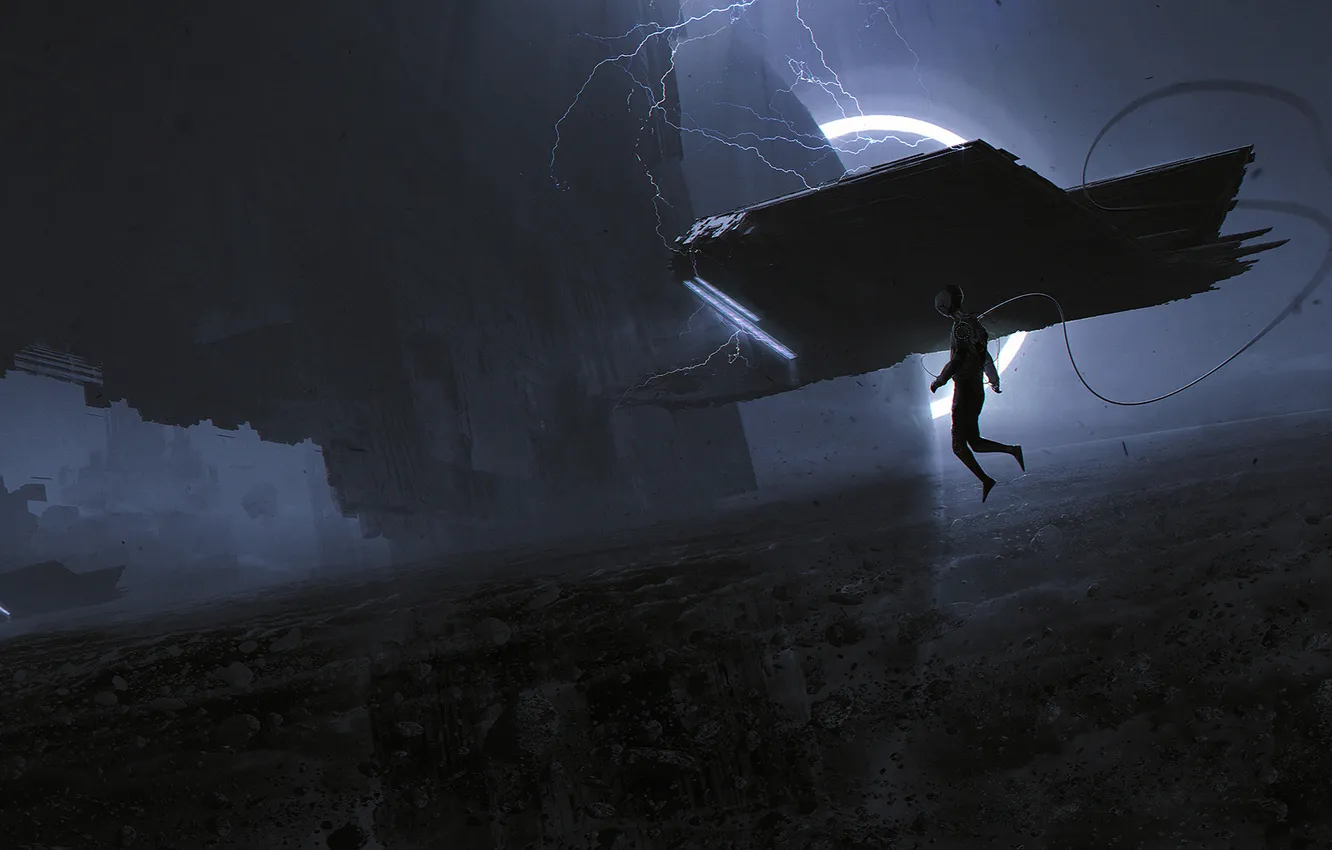 Photo wallpaper space, fiction, astronaut, asteroids, art, spaceship, astronaut