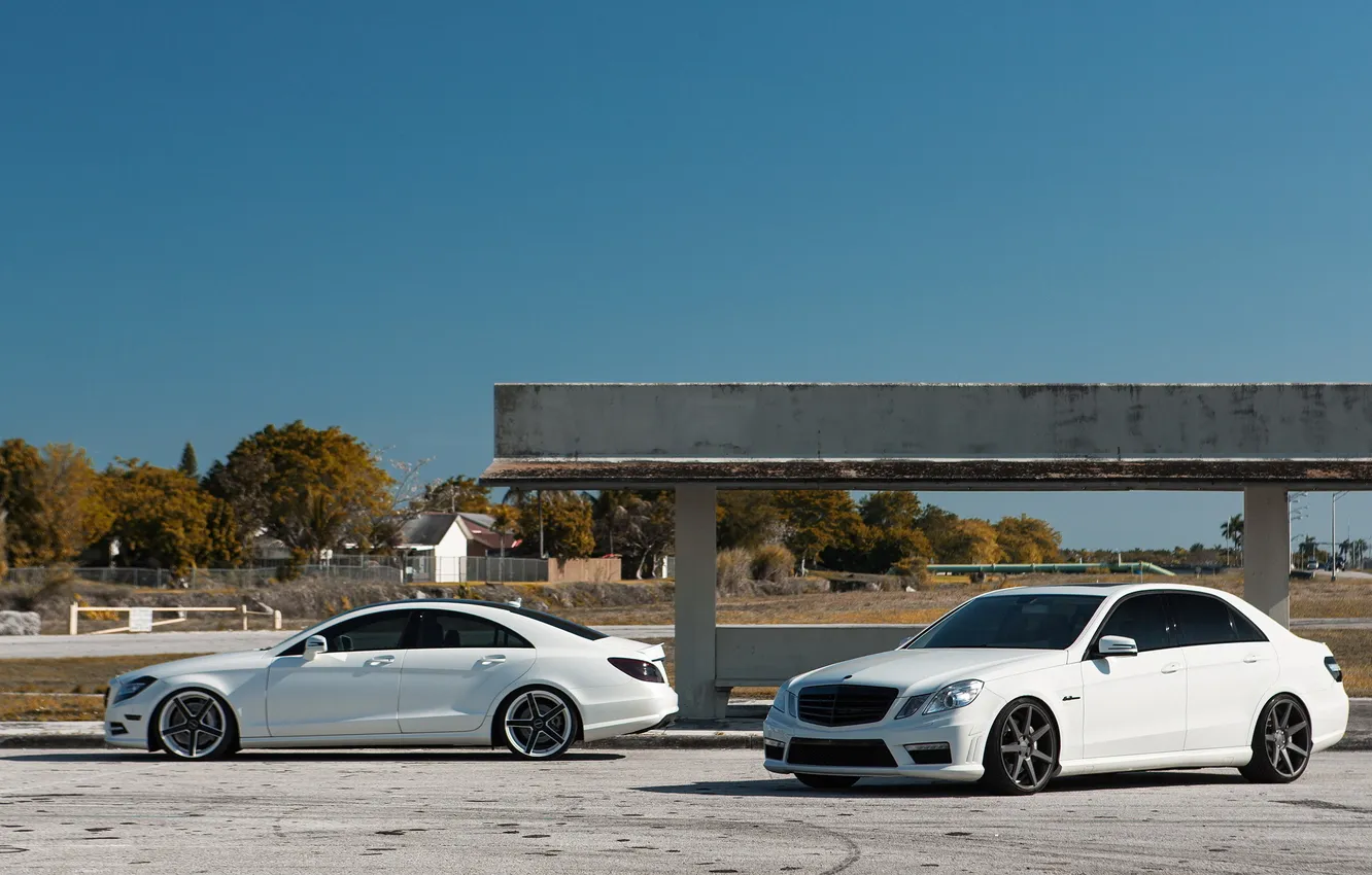 Photo wallpaper Mercedes, white, tuning, Matte, CLS 550