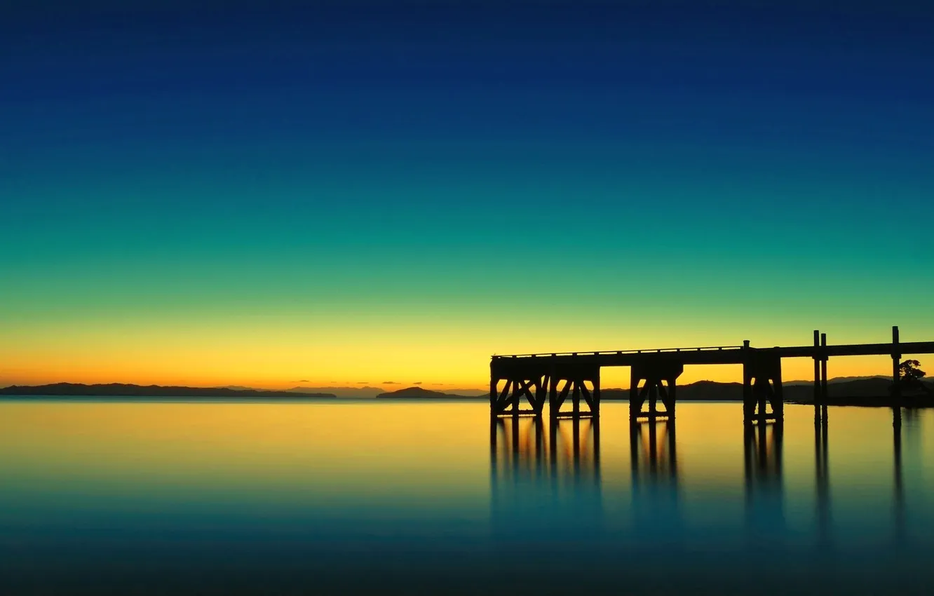 Photo wallpaper sea, the sky, sunset, pier, pierce