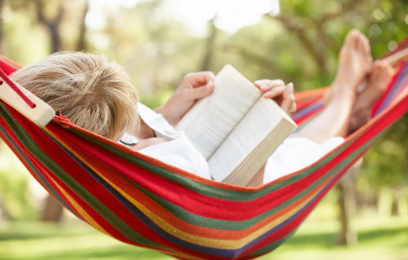 Photo wallpaper relax, hammock, reading a book