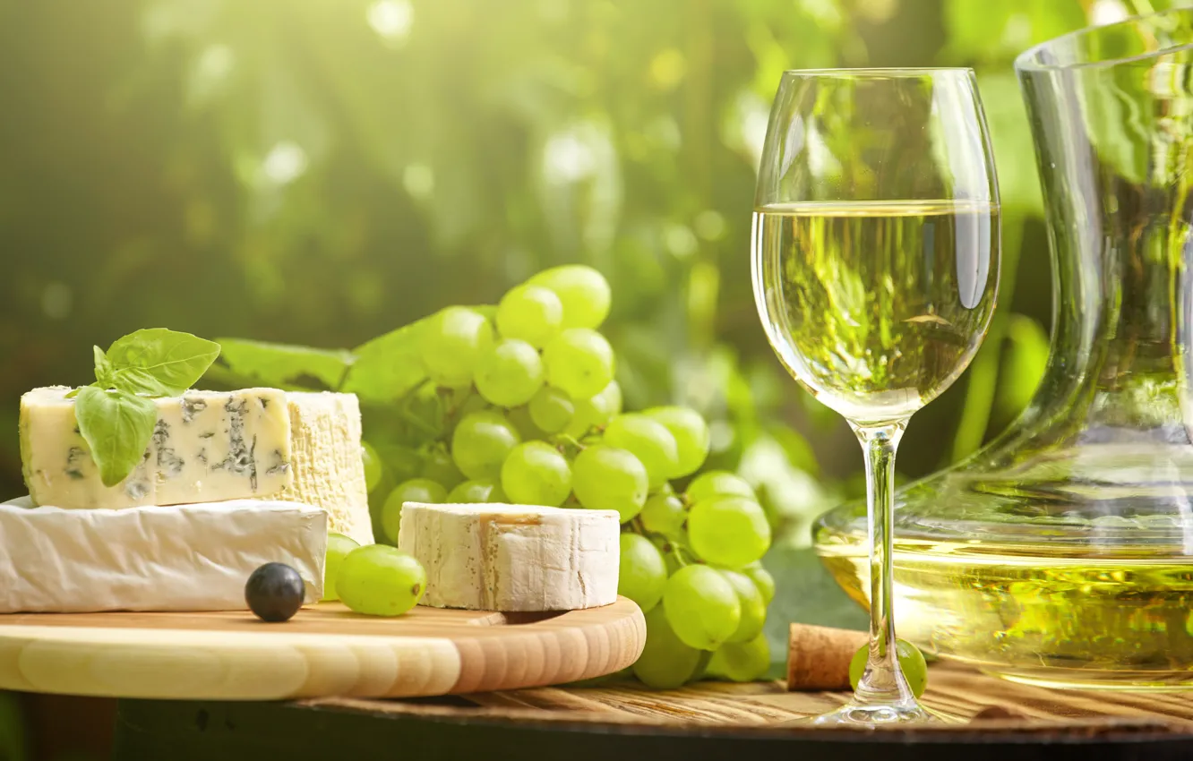 Photo wallpaper the sun, wine, cheese, grapes, wine, grapes, cheese