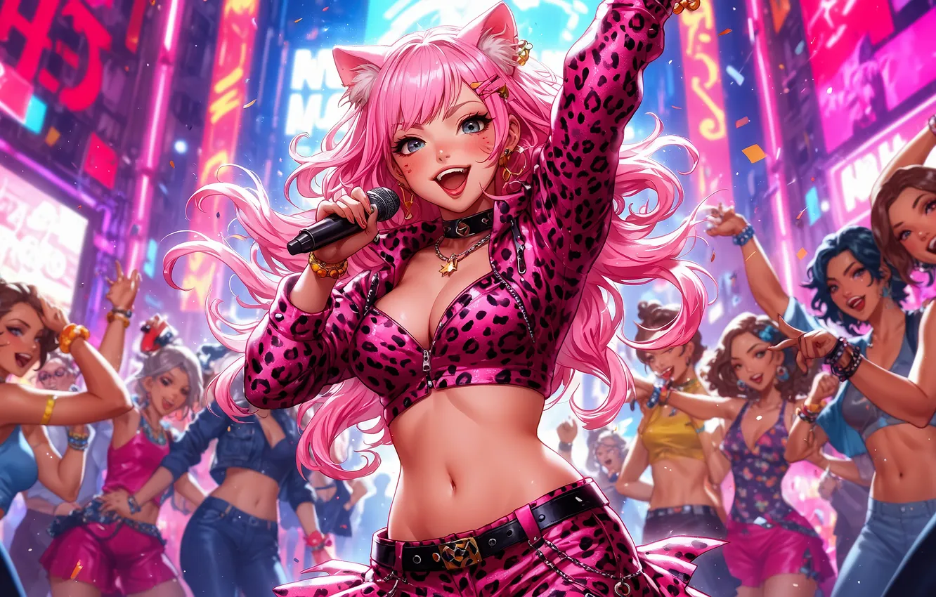 Photo wallpaper girl, anime, concert, singer, ears