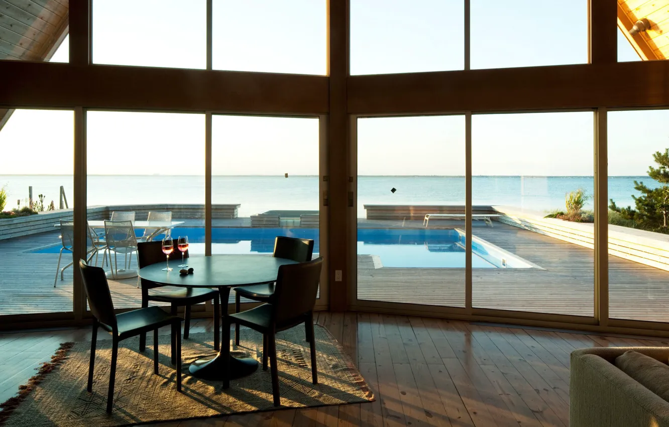 Photo wallpaper Villa, interior, pool, terrace, dining room, A-Frame-Rethink