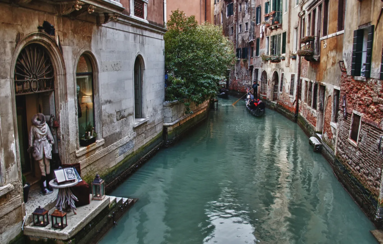 Photo wallpaper building, home, Italy, Venice, channel, Italy, gondola, street