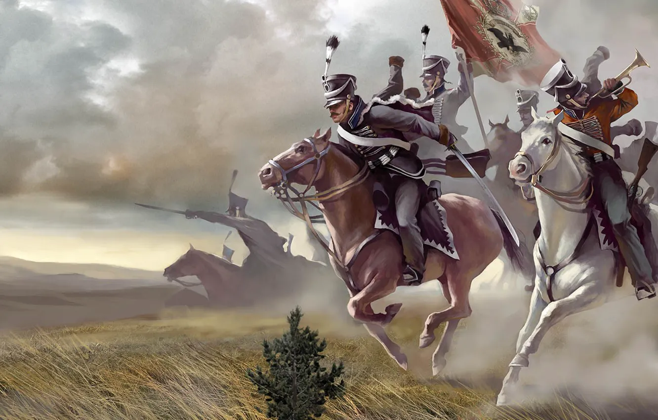 Photo wallpaper Horses, Checkers, Cossacks