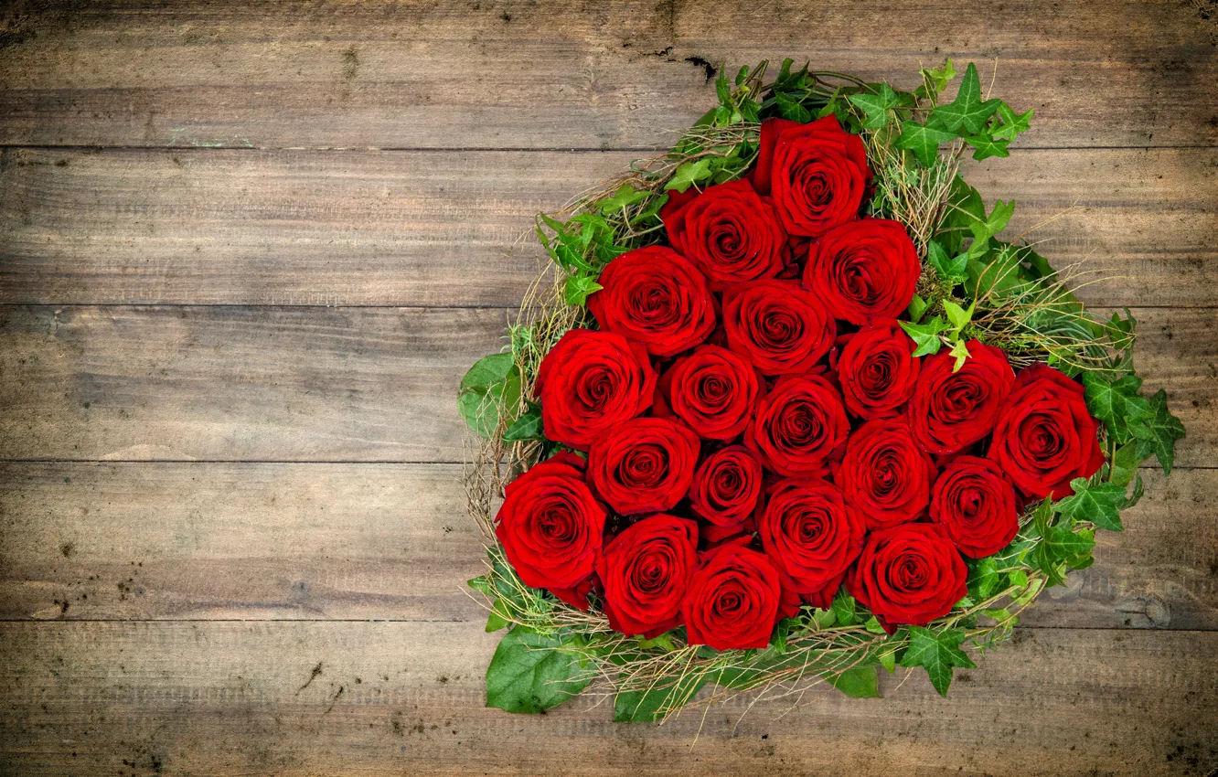 Photo wallpaper love, flowers, heart, roses, red, love, heart, flowers