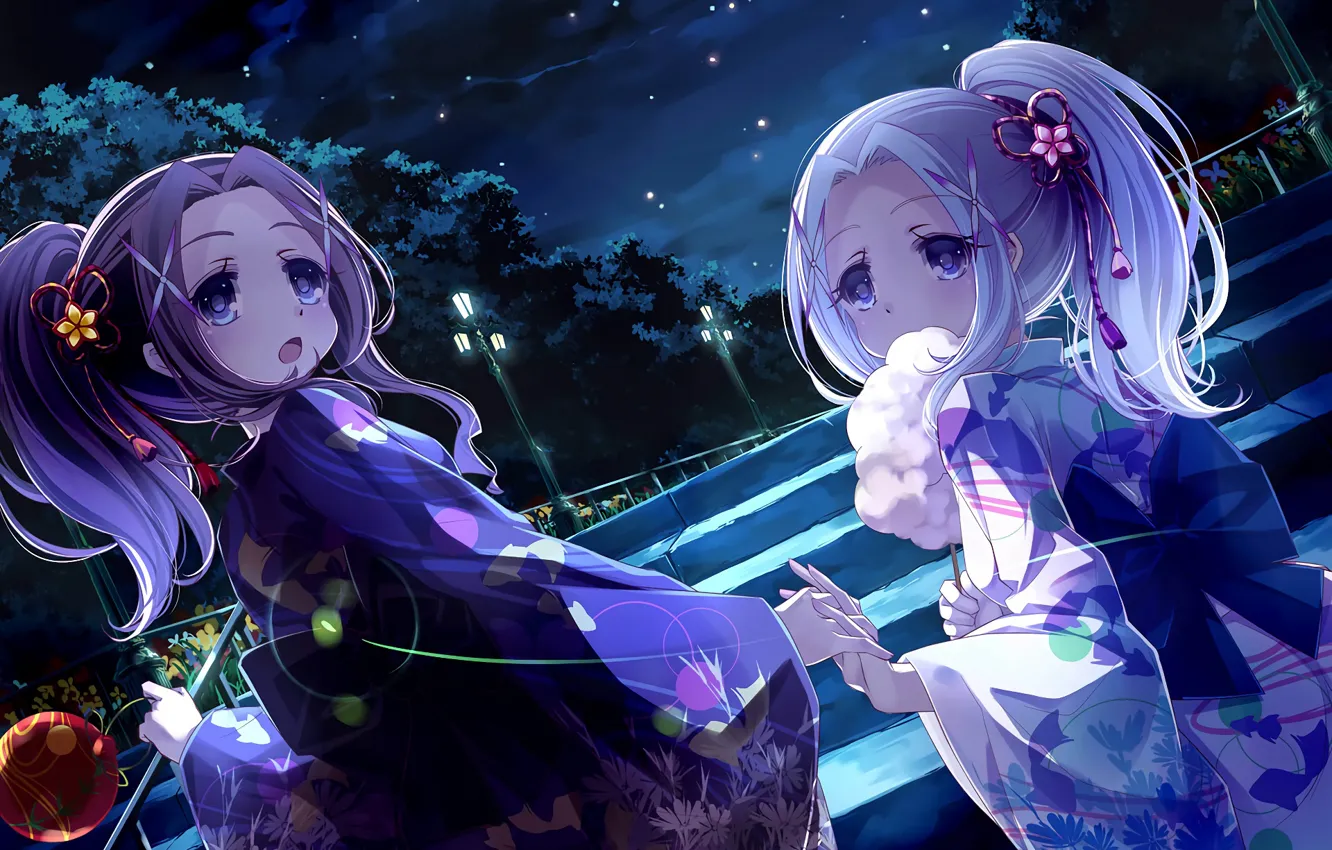 Photo wallpaper night, Park, girl