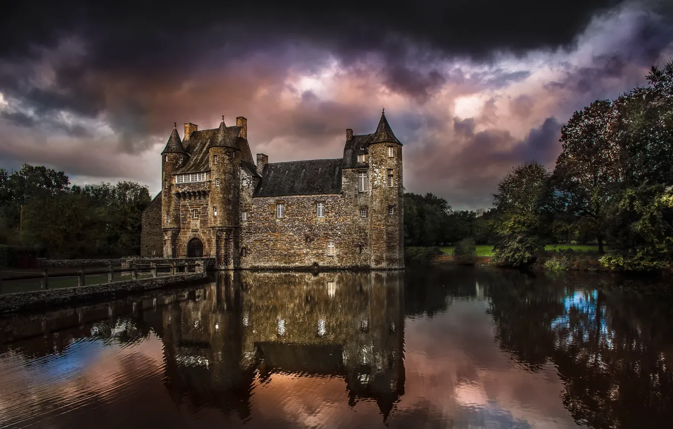 Photo wallpaper nature, lake, castle