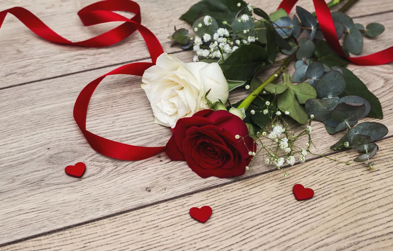 Photo wallpaper love, roses, hearts, love, romantic, hearts, valentine, roses